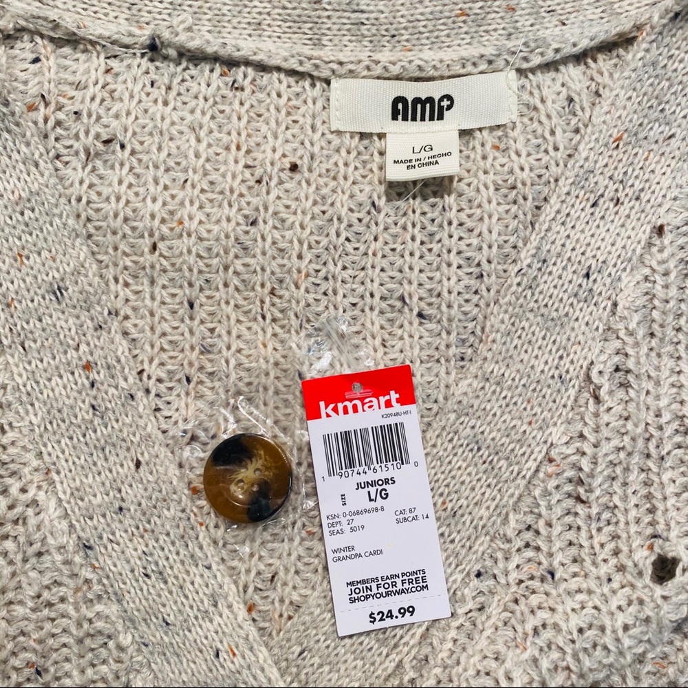 AMP NEW knit beige crop cardigan Size L 🦩 - Picture 6 of 6